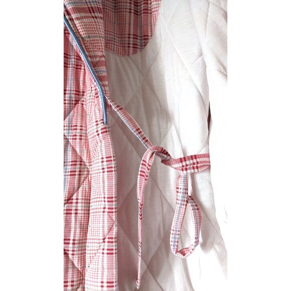 Club Pajamas Unisex Quilt Robe Housecoat Pink Plaid Contrast Trim Pocket Size XL - Picture 7 of 10